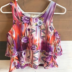 Crop / Ruffle Top, Girls L 💜🧡